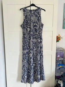 George Asda Blue Paisley Racer Belted Satin Maxi Dress Size 22 BNWT - Picture 1 of 9