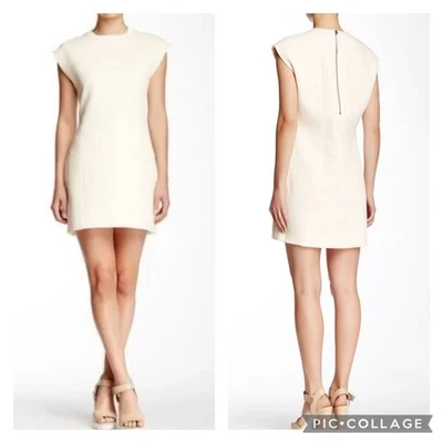 Vestido Helmut Lang Erosión Bolsillos Algodón Lana Texturizado Mini Funda Crema Marfil 2 Foto 1 de 4