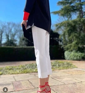 DUNNES LADIES WHITE STRETCH MAGIC CROPPED TROUSERS NEW (ref 577) SALE