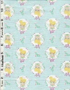 Light Blue Disney Tinkerbell & Flowers by Camelot Fabrics bty - Picture 1 of 1