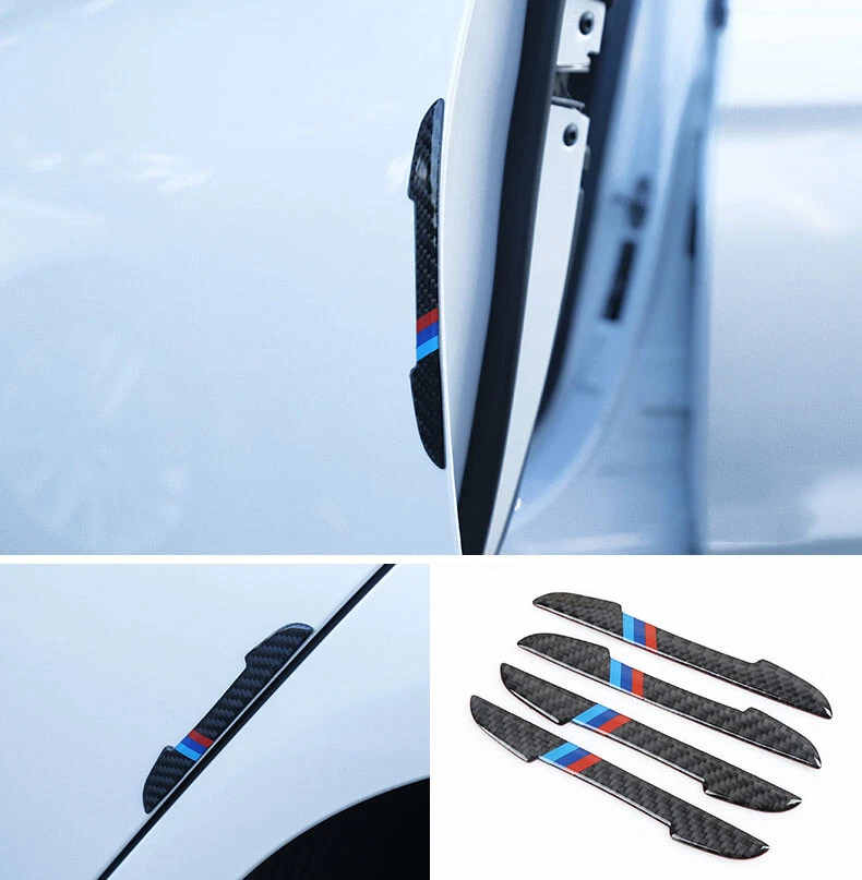 4x Pegatinas antiarañazos para parachoques de puerta de coche para BMW aspecto de fibra de carbono Foto 1 de 4