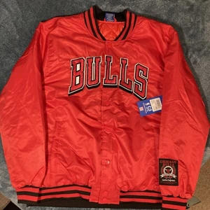 Men’s Large Chicago Bulls Varsity Satin Bomber Jacket Basketball NBA Official - Picture 1 of 6