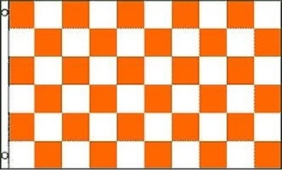 3x5 Advertising Checkered Checker Orange White Flag 3'x5' Banner Brass Grommets - Image 1 of 4