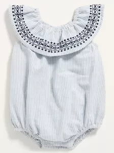 Old Navy Baby Girls Ruffle-Trim White Stripe Bodysuit Size 3-6 Months $23 - Picture 1 of 2
