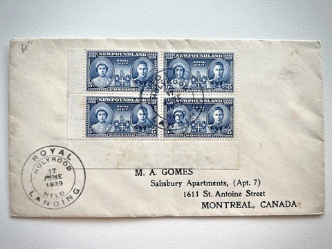 Vintage Cover Canada 1939 Royal Montreal with Royal Visit Stamps Cover