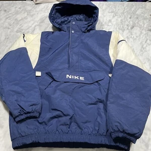 Vintage Nike Puffer Jacket Youth Size XL (18-20) Half Zip Removable Hood Swoosh - Picture 1 of 18