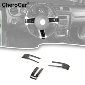 Cubierta de ajuste de marco de volante de fibra de carbono negra para Ford Mustang 2009-2013, 3X - Imagen 1 de 9
