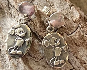 Classic Vintage Walt Disney Productions Mickey Mouse Sterling Drop Earrings - Picture 1 of 5