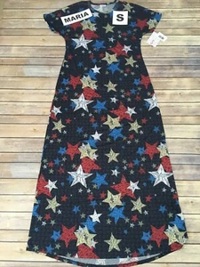 SMALL MARIA LuLaRoe Maxi Dress ~ STARS PATTERN ~ Americana, 4th of July, USA  - Picture 1 of 3