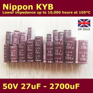 Nippon KYB Capacitors 50V Low Impedance 27uF-2700uF up to 10,000 hours at 105C - Picture 1 of 1