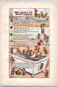 ANTHROPOMORPHIC MICE IN BATHTUB*1900*FRISBIE*BANDIT MOUSE TALES*LITHOGRAPHS - Picture 1 of 2