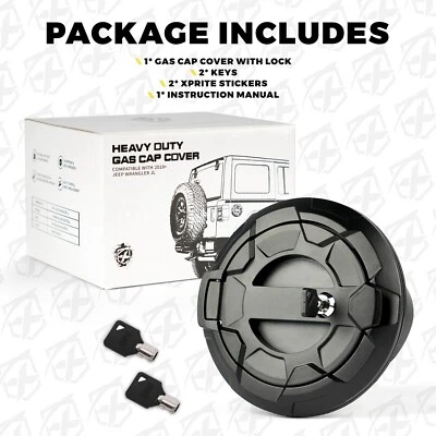 Puerta de llenado de combustible de acero negra tapa del tanque de gasolina cubierta llave de bloqueo para Jeep Wrangler JL JT Foto 1 de 4