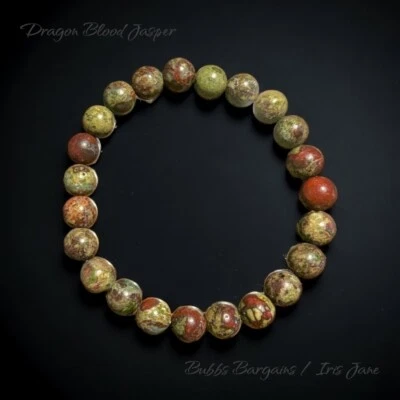 Dragon Blood Jasper 手镯 - 8 毫米男士或女士免运费  — 第 1/4 张图片