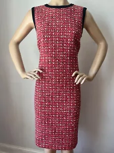 NUOVO abito in maglia St John taglia 12 RUGGINE CINABRO TWEED RASO - Foto 1 di 5