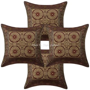Home Decor Pillow Cover Brocade Jacquard Bohemian Cushion Cover Throw 16 x 16 in - Picture 1 of 6