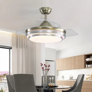 42" Dimmable Light Chandelier 3 Invisible Blades Ceiling Fan with Remote Control - Picture 1 of 9