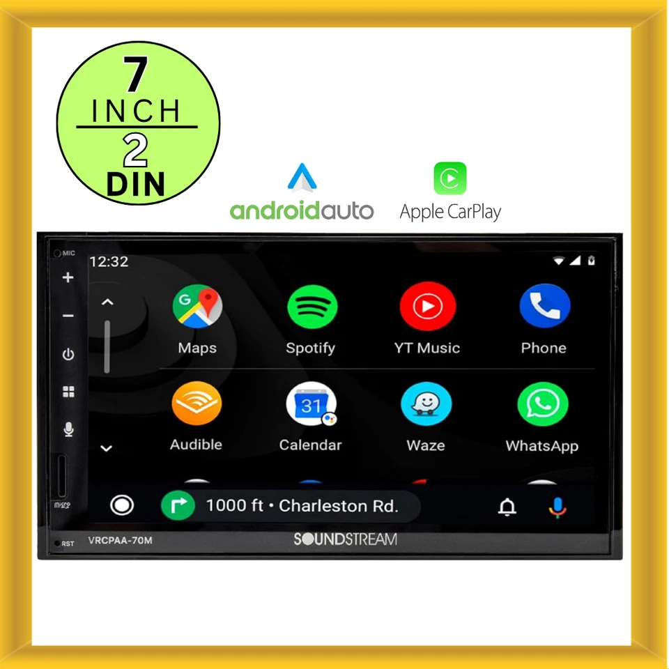 SOUNDSTREAM VRCPAA-70MW Double Din Car WIRELESS Android Auto Apple CarPlay 7"