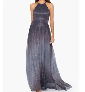Betsy & Adam Gray Metallic Ombre Maxi Evening Dress Gown Size 4 *NWT* - Picture 1 of 5