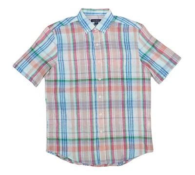 Club Room 纹理格子短袖男式纽扣衬衫全新带标签多色 — 第 1/2 张图片