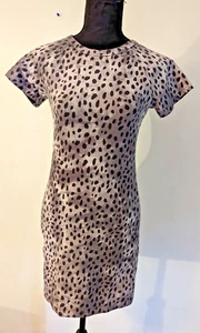 New Monrow sz S Cheetah Cap Sleeve Tee Dress knit gray black 4529 - Picture 1 of 4