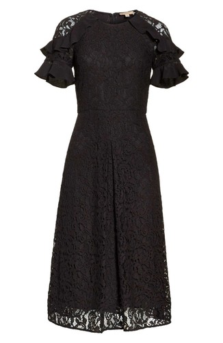 Abito Burberry nero Zahramf in pizzo con volant taglia 10US 12UK nuovo con etichette $1395