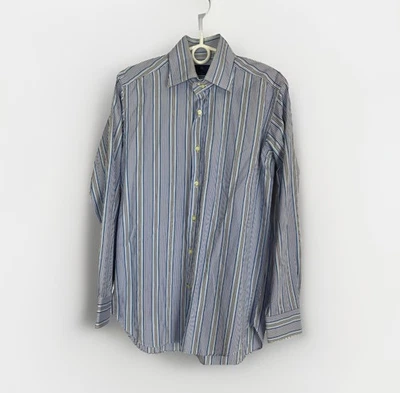 Etro Mens Dress Shirt Striped Paisleys Blue AUTH Size M/L 39 - Image 1 of 4