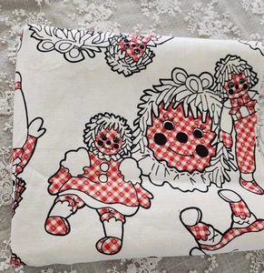 Vintage Raggedy Ann Fabric Red, Black On White 4yd X 44 in - Picture 1 of 4