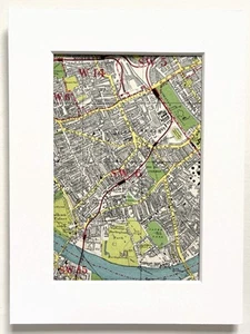 Vintage c. 1950 London Map - Mounted - FULHAM, PARSONS GREEN, WALHAM GREEN 26 - Picture 1 of 1