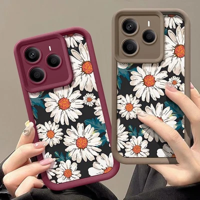 Case For Xiaomi Redmi Note 14 13 12 11 Pro 14T 13T 13C Ink Flower Silicone Cover - Image 1 of 4