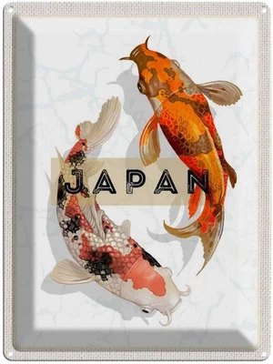 Blechschild 40x30 cm Japan Koi Fische AsienKunst Bildmotiv Reisemotiv Abenteuer  - Bild 1 von 4