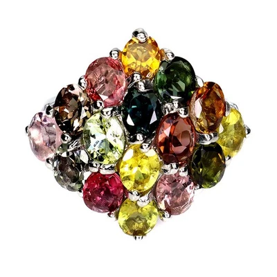 925 Anello Argento Sterling Ovale Tormalina 5x4mm Naturale Gemma Gioielli Size 7 - Immagine 1 di 4