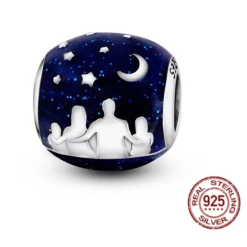 charms anhänger silber 925 Familie blauer Sternenhimmel Neu Bettelarmband - Bild 1 von 1