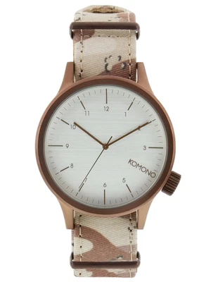 Reloj para hombre KOMONO Magnus esfera plateada correa de cuero camuflado Foto 1 de 2