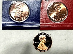 2013 P D S Lincoln Cent  Set 2 Uncirculated In Mint Pkging+ 1 Proof Coin - Picture 1 of 1
