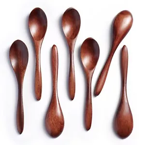 7 PCS Small Wooden Spoons 5.8 Inch Honey Spoons for Tea Hardwood Wooden Honey - Picture 1 of 6