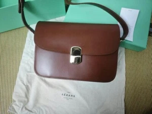 Sezane Shoulder Crossbody Bag Leather Brown Milo Purse Genuine Small Handbag - Picture 1 of 12