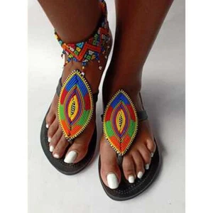 African leather beaded sandals; Maasai sandals - Picture 1 of 1