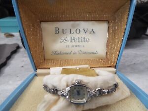 Vintage La Petite Bulova Diamond Watch Women 10K Rolled Gold with Case