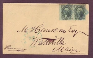 CALIFORNIA - MARYSVILLE via PANAMA to MAINE Cover #35 PAAR gebunden mit FANCY CANCEL! - Bild 1 von 4