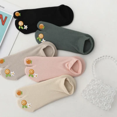 5 pares de lindos calcetines tobilleros de corte bajo con puntera dividida Tabi para mujeres niñas verano Foto 1 de 4