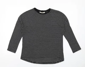 Zara Womens Black Cotton Blend T-Shirt Size S - Picture 1 of 10
