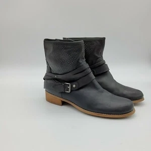 MARC FISHER-Black leather booties-Size 10 retail $85-Silver buckles - Picture 1 of 5