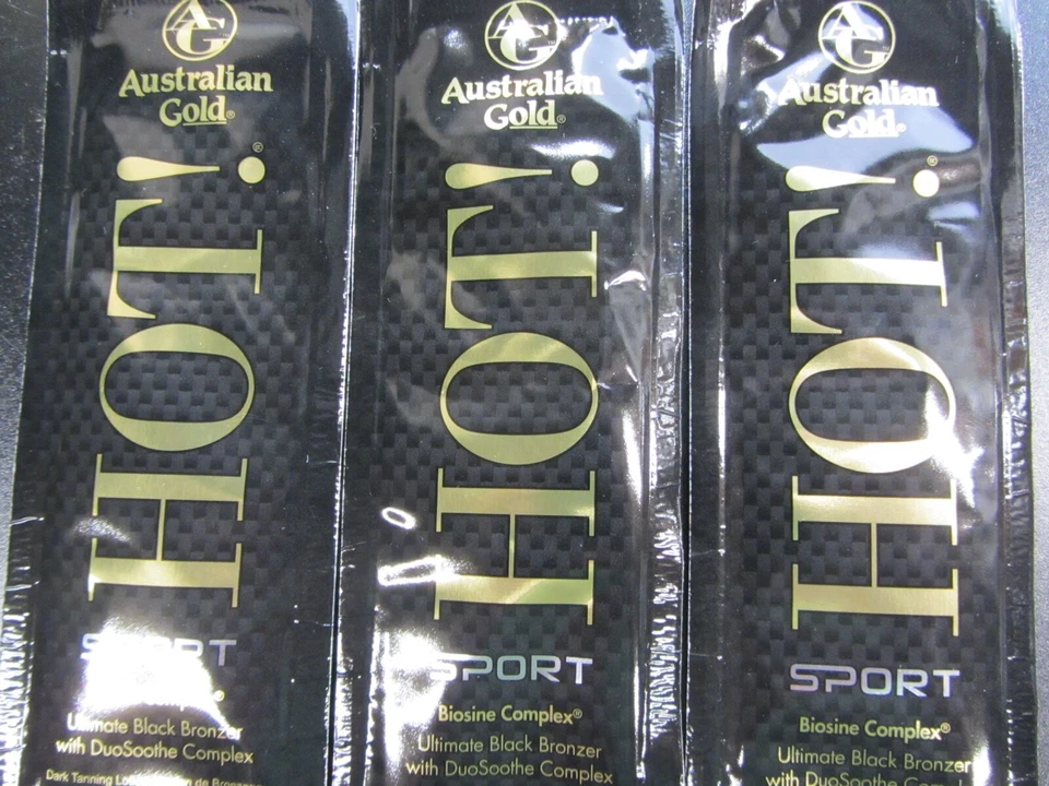5 PACKETS AUSTRALIAN GOLD HOT! SPORT ULTIMATE BLACK BRONZER TANNING LOTION - Image 1 of 1