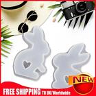 Easter Animal Rabbit Hollow Heart Mold 3D Moulds Home Office Room Decor (2Pcs A)