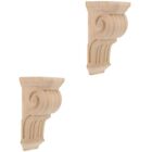 2pcs Wood Carved Applique Wooden Corner Onlay Decorative Roman Column Wall