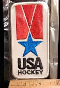 Vint USA Hockey Program Red White Blue 4.75” Tall Embroidered Patch Badge Unused - Picture 1 of 5