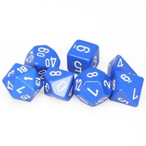 Chessex Blue/White Opaque Dice 7-Dice Set (D20/12/10/%/8/6/4) CHX25406 - Picture 1 of 2