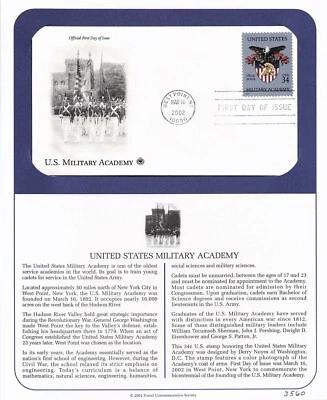 First Day Cover, Postal Commemorative Society 2002, Military Academy, 3560 - Image 1 of 2
