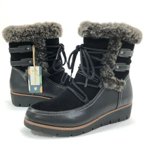 NEW Earth Zurich Basel Womens Size 7.5 Black Wedge Ankle Boots Waterproof - Picture 1 of 6
