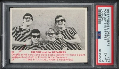1965 DONRUSS FREDDIE & THE DREAMERS FOUR GUYS IN STRIPES CANADA #27 PSA 6 - Image 1 of 2